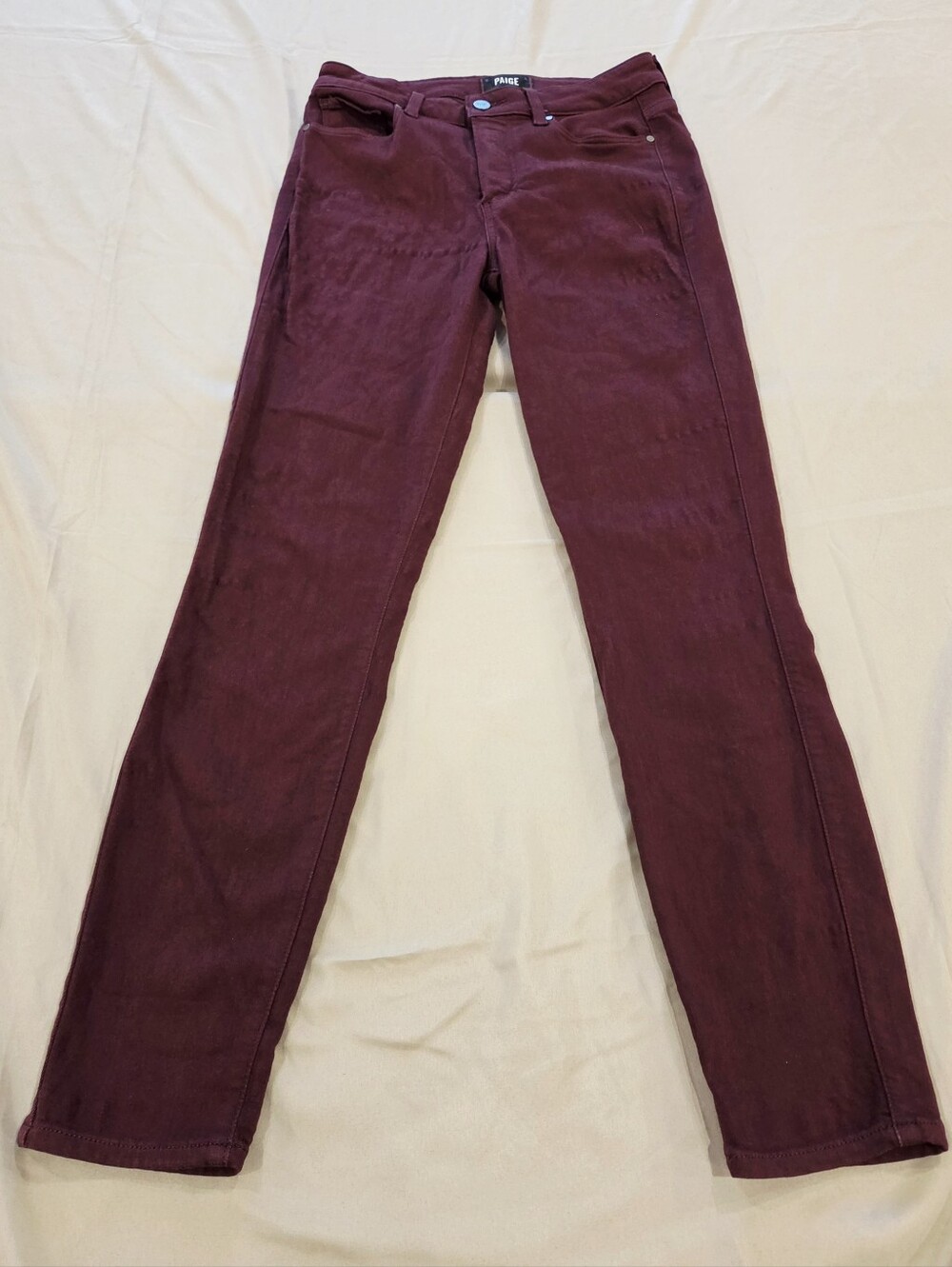 PAIGE Hoxton Ankle Jeans Women's 27 Burgundy High Rise Skinny